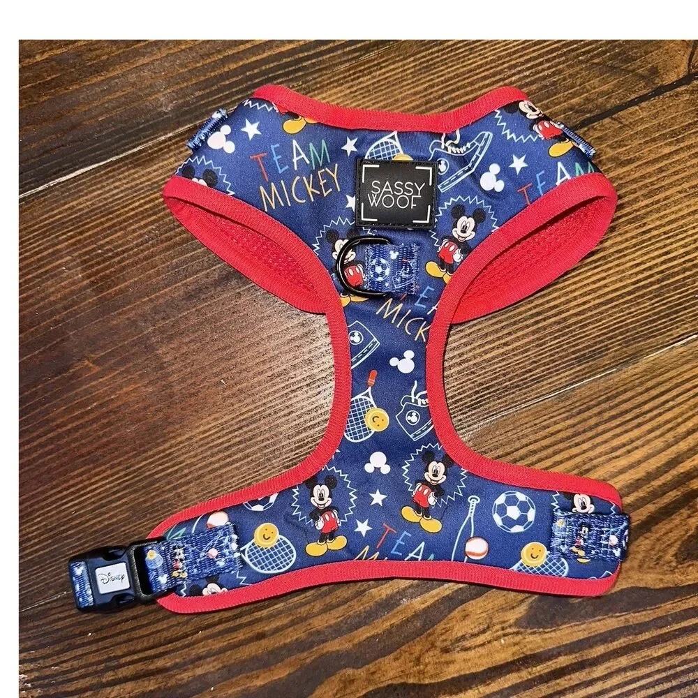 Sassy Woof Disney Mickey Mouse Blue Red Soft Vest Mesh Dog Harness Adjustable M